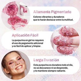 Gel Corporal Purpurina Escamas Sirena, 2PCS Brillos para el Cuerpo Gel con Purpurina para el Cuerpo y Rostro, Glitter Brillante para Maquillaje de Fiesta de Año Nuevo y Celebraciones