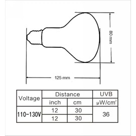 LUCKY HERP Reptile UVA UVB Mercury Vapor Bulb Lamp,R80,80 Watts,E26,120V,Screw Thread (Coated)