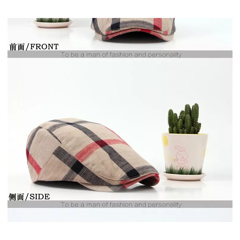 Generic Boina Transpirable Gorra A Cuadros Vintage