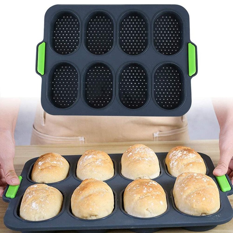 Silicone Bread Mold French Baguette Baking Tray with Oil Brush