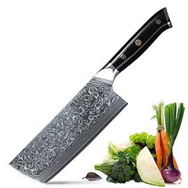 Turwho Professional Nakiri Knife 7 Inch - Classic Damascus pattern Japanese VG-10 Steel
