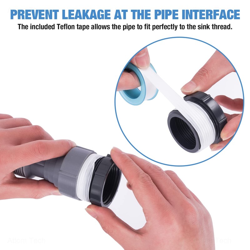 NiHome Expandable Flexible 1 1/2" or 1 1/4" P-Trap Pipe