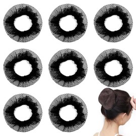 8 PCS Invisible Mesh Hair Nets Black Invisible Elastic Bun Covers Reusable Elastic Mesh Bun Cover for Ballet, Dance, Girls and Women