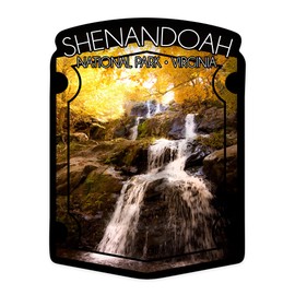 Die Cut Sticker Shenandoah National Park, Virginia, Waterfall in Autumn, Vinyl Sticker 1 to 3 inches (Waterproof Decal for Cars, Water Bottles, Laptops, Coolers), Small