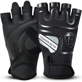 FK by ZM Workout gloves GYM Weight Lifting Gloves for Men & Women, Anti-Slip Palm Protection for Rowing, Exercise, Bodybuilding, Powerlifting and Training Gloves (Black, M)
