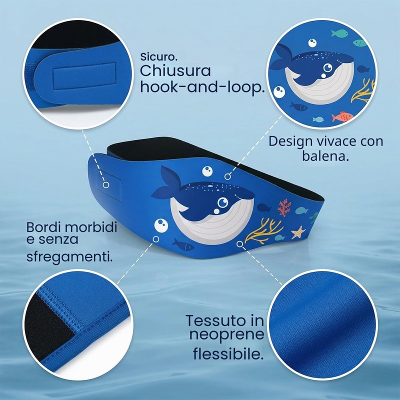 RVYEIOP Fascia Nuoto Bambini e Ragazzi in Neoprene, Protezione Orecchie