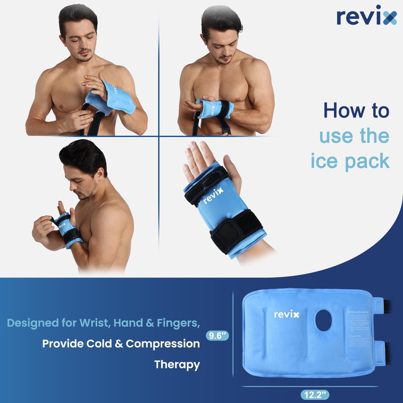 REVIX Wrist Ice Pack Wraps for Carpal Discomfort Soothing (2-Piece