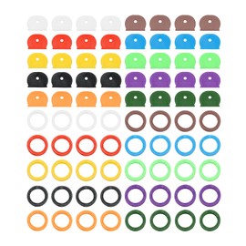 PATIKIL Key Covers & Key Caps Set, 80 Pcs Tags and Identifiers Covers Key Head Protectors Key Tags with Labels Key Accessories Vintage Office Plastic Rubber, 10 Color