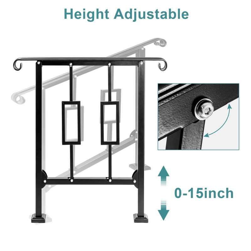 LMRSTOO Handrails for Outdoor Steps, Fit 2 or 3 Steps