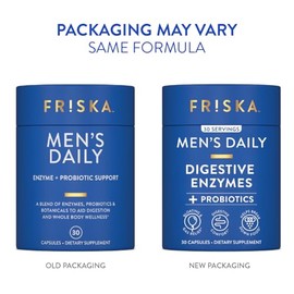 FRISKA - Suplemento Diario para Hombres con Enzimas Digestivas y Probióticos - Cápsulas con Vitaminas B6 y B12 - Apoyo Digestivo Natural - 30 Cápsulas