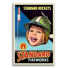 Magnet Fireworks! 1950s Vintage Style Firworks Rockets Advertising Magnet Vinyl Magnetic Sheet for Lockers, Cars, Signs, Refrigerator 5"