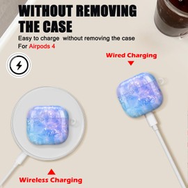 CameCosy for AirPods 4 Case Cover with Pearl Bracelet Keychain, Blue Purple Shell Design for Women Protective Shockproof TPU Premium Cover for AirPods 4th Generation