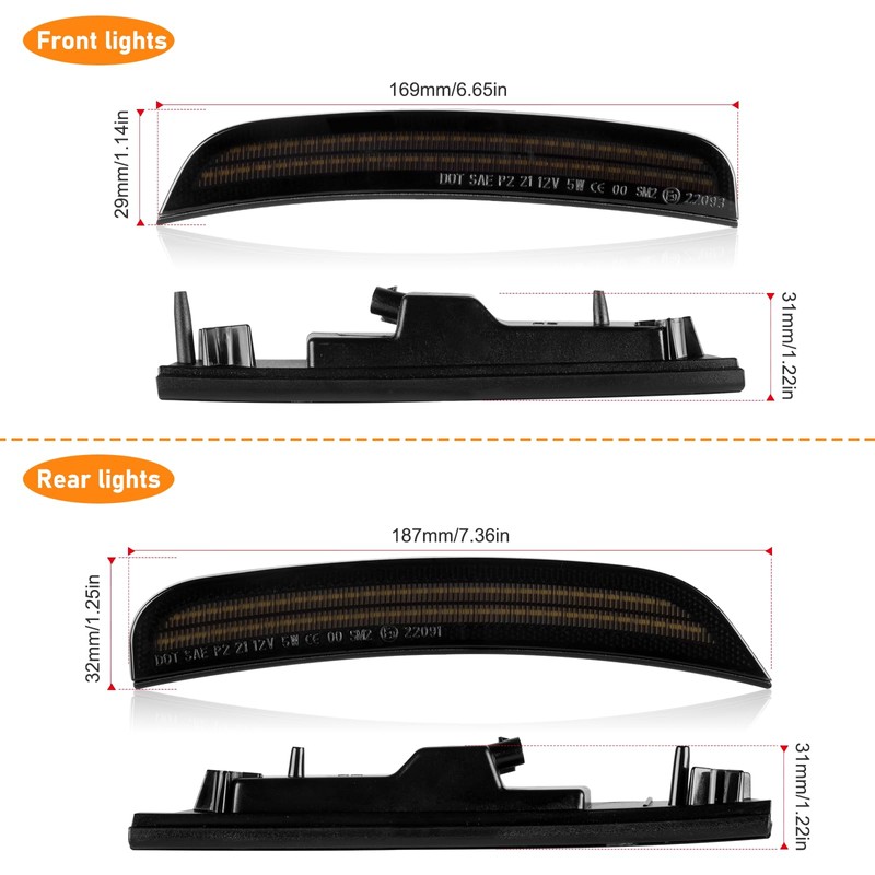 POPMOTORZ Front Rear Fender LED Side Marker Lights Compatible With