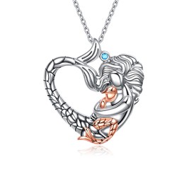YFN Mother's Day Gifts Sterling Silver Mother Daughter Pendant Necklace Mum Daughter Jewellery for Women Girls (Mermaid)