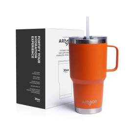 Product Armor 30oz Stainless Steel Tumbler with Handle (Lava Orange)