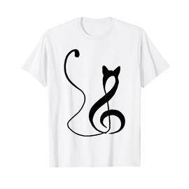 Music Note Inspired Cat Minimalist Music Lover Design T-Shirt