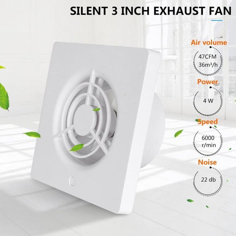 BRDUROBLA 3'' Exhaust Fan 4 W Ventilation Extractor with 11-Speed