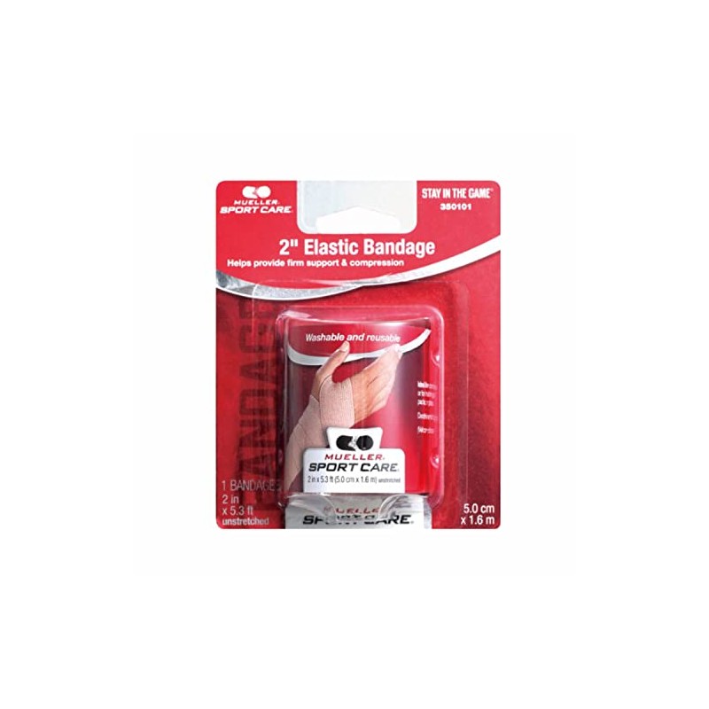 Mueller 2" x 5.3 ft Elastic Bandages, Cotton and Elastic,