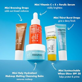 e.l.f. SKIN Best & Obsessed Skincare Kit, Travel-Size Makeup Remover, Sunscreen & Brightening Serums For Glowy Skin, Vegan & Cruelty-Free