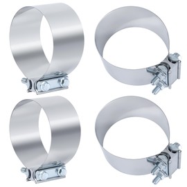 Vitonsbay 5.0 Inch Exhaust Clamp, 5 In Butt Joint Exhaust Pipe Muffler Band Clamp Sleeve Coupler Stainless Steel (4Pcs)