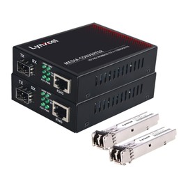 Lynxcel Gigabit Multi Mode Fiber Media Converter, 10/100/1000Base-TX to 1000Base-SX Fiber to Ethernet Converter with 2Pack Dual LC Transceiver Module, 1.25Gbps MMF 850nm, up to 550m, 1 Pair