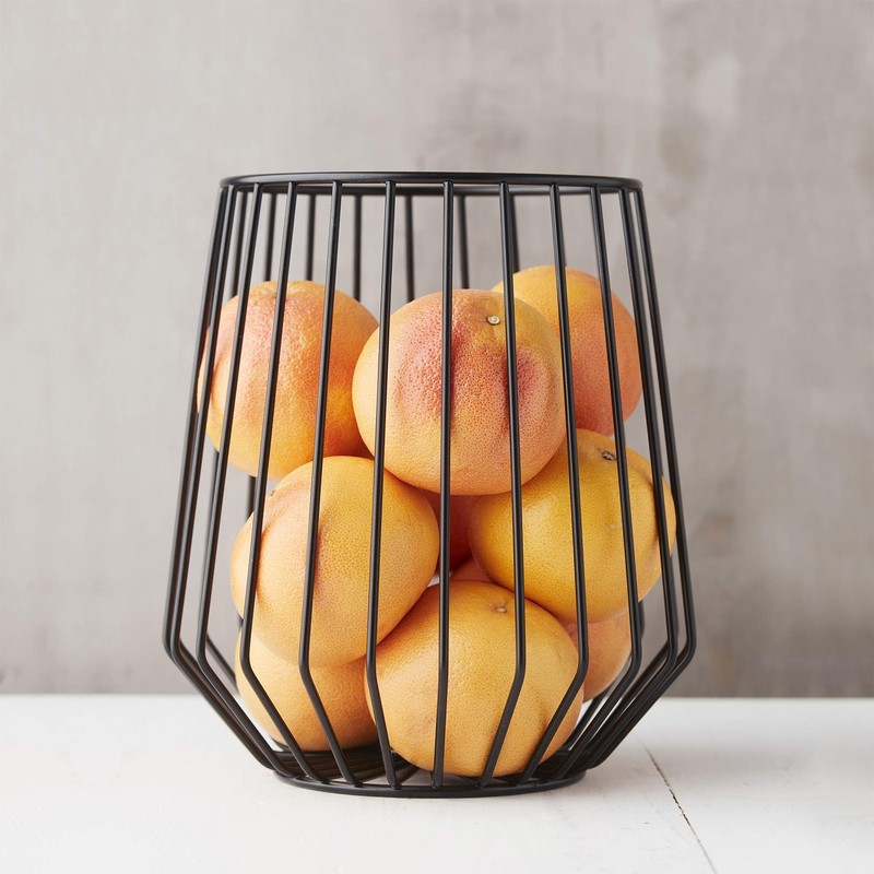 Point-Virgule Metal Fruit Basket, Scandinavian Home Decoration, Wire Basket, Black,