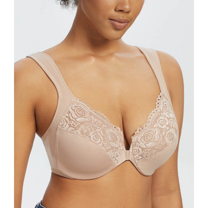 Exclare Front Closure Bra for Women Plus Size Full Coverage