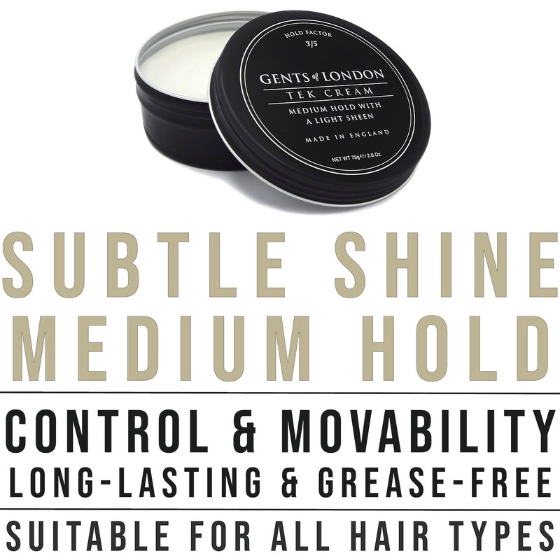 Gents of London Tek Cream, Medium Hold, Subtle Shine, Shape