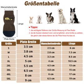 PETLOFT Non-Slip Dog Socks, Pack of 4 Indoor Non-Slip Dog Socks with Adjustable Removable Attachment Strap for Small Medium Dogs Cats Puppies Old Pets (XL, Brown Paw)