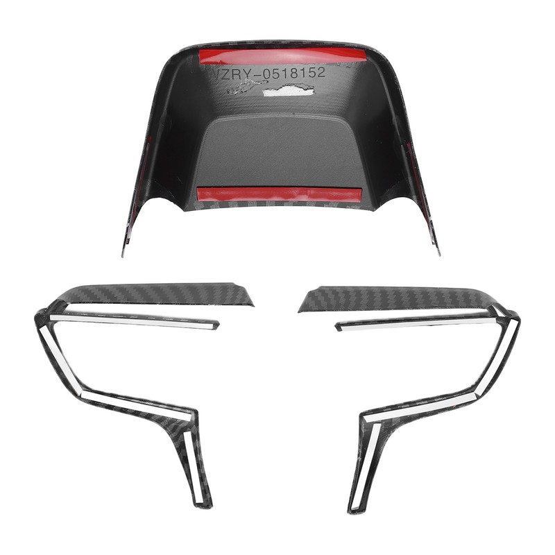 3pcs Steering Wheel Trim Kit Carbon Fiber Color ABS Frame