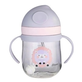 Baby Straw Cup with Weighted Straw, 250 ml, Leak-Proof Toddler Straw Cup for Home Travel, V-Shaped Straw, Fade-resistant Scale, Durable (Purple)