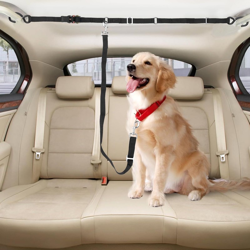 SKIPWALL Truck Bed Dog Tether for Two Dogs,Ratchet Tightening Adjustable