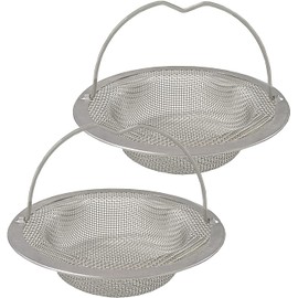 Pack of 2 Sink Strainers, Clogging Protection, Kitchen Strainer with Handle, Stainless Steel Drain Strainer, Kitchen Sink, Suitable for Drainage of Kitchen Filters (11 x 8 x 2 cm)