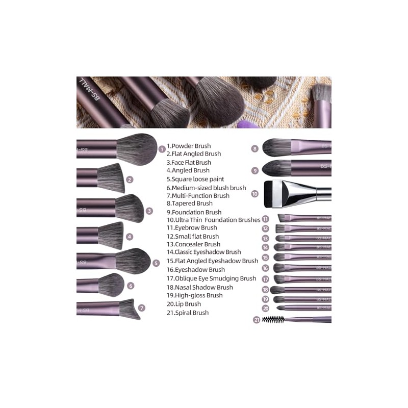 BS-MALL Set De 28 Brochas De Maquillaje Brocha Triangular Premium
