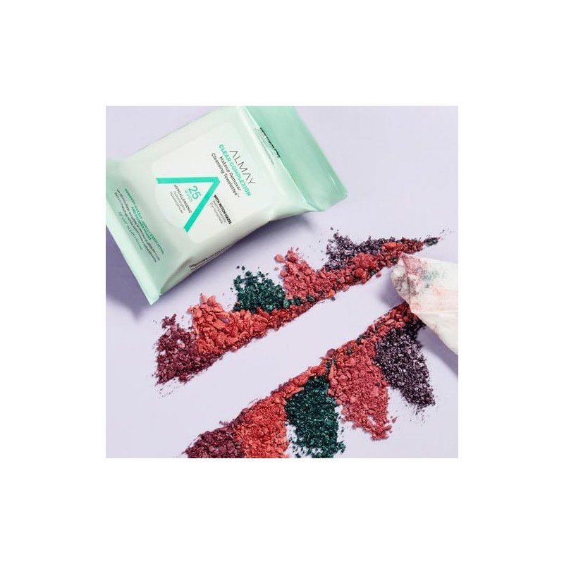Almay Biodegradable Clear Complexion Removedoras de Maquillaje, Verde, Paquete de