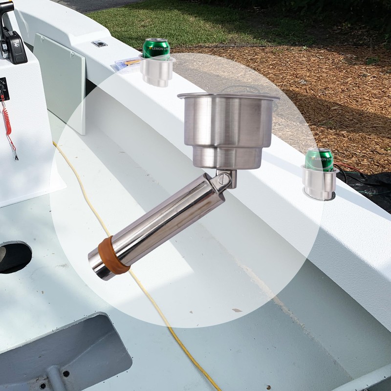 316 Stainless Steel Drop-in Boat Cup Holder,Portable Drink Holder,Adjustable Angle