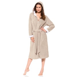 Morgenstern Women’s Bathrobe with Zip and Hood - m