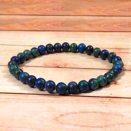 Reiki Crystal Products Azurite Bracelet 6 mm Round Bead Reiki Healing Crystal Bracelet for Unisex (Color : Green & Blue)