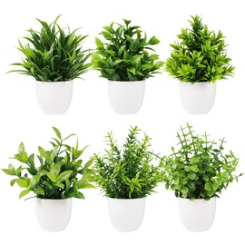 Yoratee Artificial Plant 6PCS Small Fake Plant Greenery Potted Plant Cute Indoor Faux Plant Houes Office Table Desk Bathroom Decor Plants