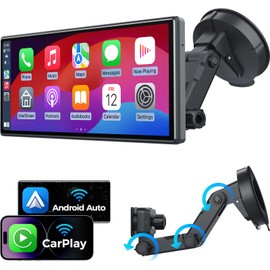 JATAZA 10.26" Wireless Apple Carplay Screen for Car, Secure Strong Bracket, Portable Apple CarPlay& Android Auto Car Stereo with GPS Navigation, Bluetooth, Mirror Link, Voice Control,Fits All Vehicles