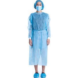 LIFESOFT Disposable Isolation Gown Polypropylene Lab Gowns Knit Cuff Long Sleeve Pack of 15