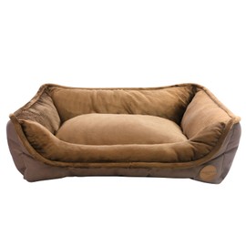 long rich Durable Dog Sofa Bed, Super Soft Washable Pet Bed,Rectangle Plush Dog Cat Bed, w/Non-Slip Oxford Bottom (23.6“ x 19.7" x 7.1", Brown)