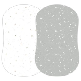 Sorrel + Fern 2-Pack Fitted Bassinet Sheets (Galaxy, Moon and Stars) - Buttery Soft Cotton Blend for Standard Bassinet