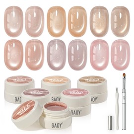 GAOY Magnetic Nails, Gel Nails, Set of 6, Sheer Nude, Particulate Magnet Gel, Magnet & Brush & Cutie Trimmer, UV & LED Compatible, Self Nail (Nude Glow)