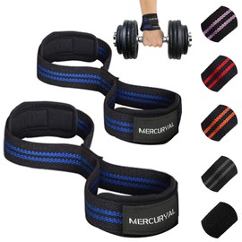 MERCURYAL Figure 8 Padded Lifting Straps Strength Training - Weight Lifting Straps - Bodybuilding Weights Training - Deadlift, Deadlift - Lifting Straps Bodybuilding for Men and Women (Black & Blue)
