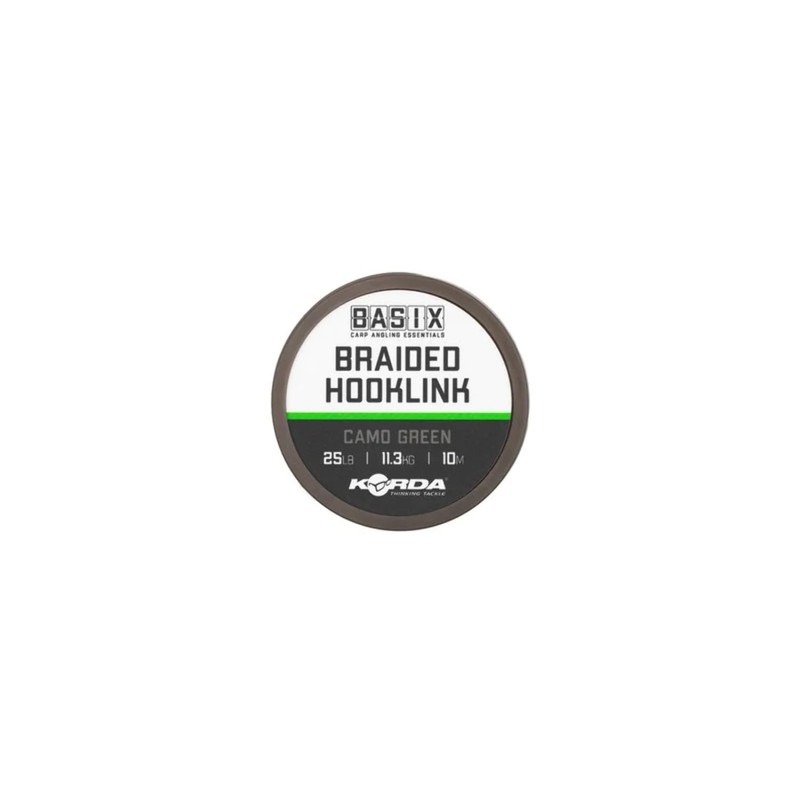 Korda Basix Braided Hooklink 25lb 10m - Soft Camo Green