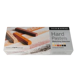 Daler-Rowney Artists' Hard Square Pastel Sketching Set, 12 Assorted Colours, Ideal for Professional Artists