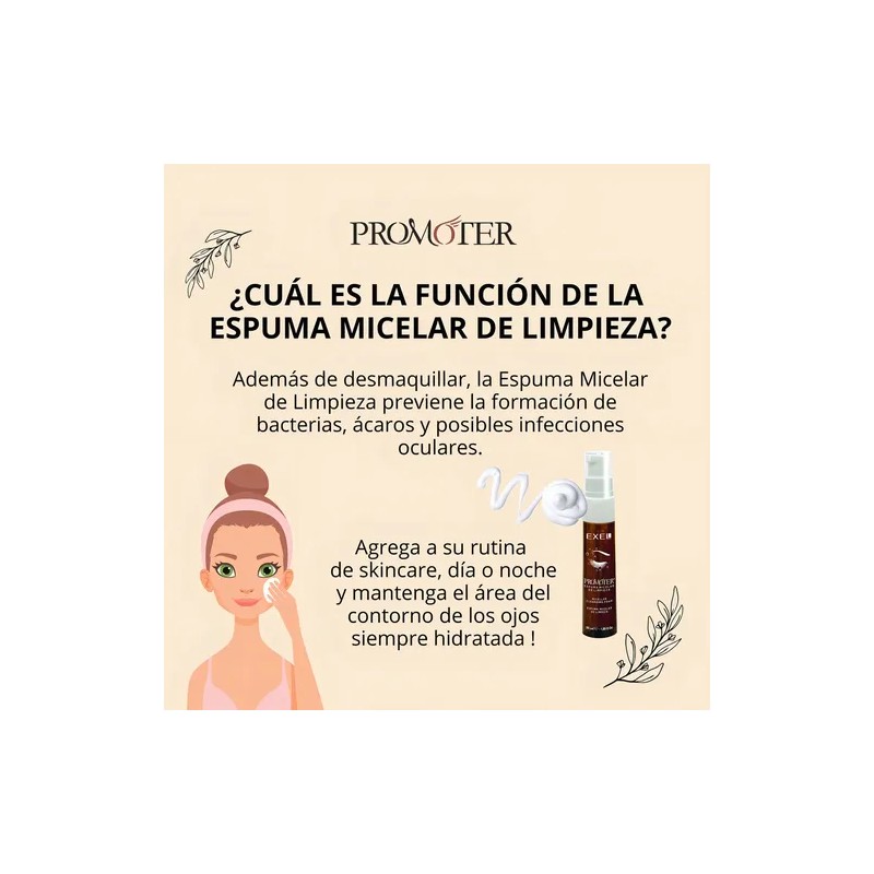 Espuma Micelar de Limpieza Exel Promoter para Ojos y Pestañas