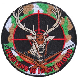 Deer Hunter Patch - 4x4 inch. Embroidered Iron on Patch