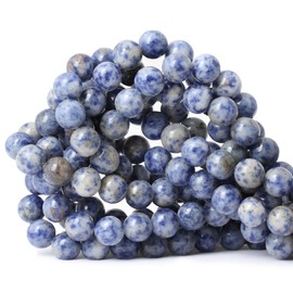 CHEAVIAN 35PCS 10mm Natural Blue White Sodalite Gemstone Round Loose Beads for Jewelry Making 1 Strand 15"